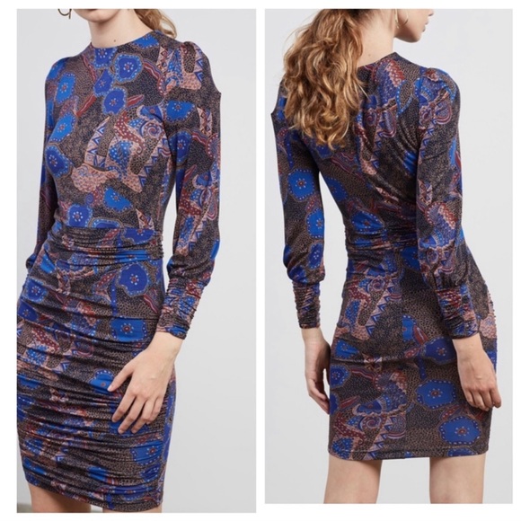 🔥HOT PICK🎉Ba&sh Jessi puff sleeves ruched dress New 💝 - Picture 2 of 6